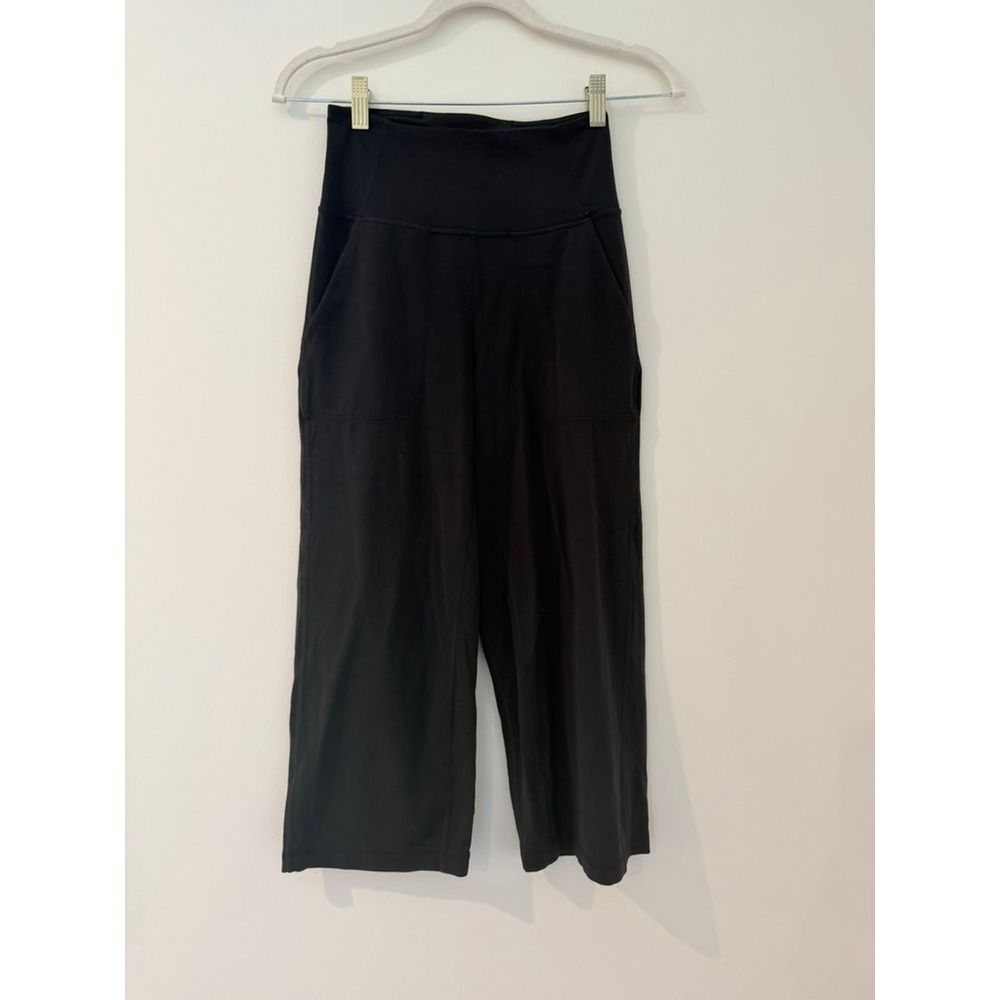 Lululemon Align High-Rise Wide-Leg Crop Pants Black Front Pockets High Waist 4 - Picture 2 of 8